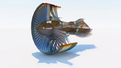 Jet engine aircraft. Computer illustration in the style of hand drawing. 3d r Fotos de archivo
