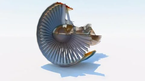 Jet engine aircraft. Computer illustration in the style of hand drawing. 3d r Fotos de archivo