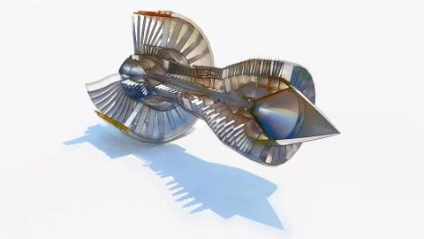 Jet engine aircraft. Computer illustration in the style of hand drawing. 3d r Fotos de archivo