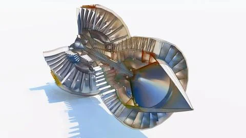 Jet engine aircraft. Computer illustration in the style of hand drawing. 3d r Fotos de archivo