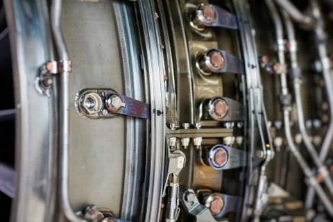 Jet engine. airplane engine side view close up Stock Photos