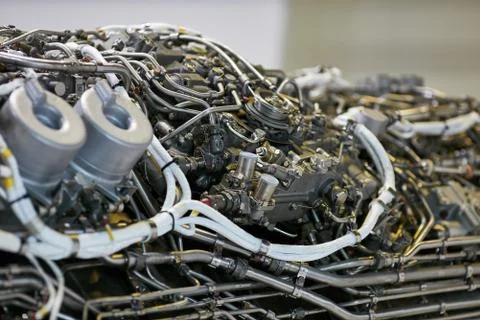 Jet engine. airplane engine side view close up Foto stock