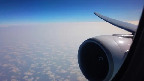 Jet engine and wing as view from airplane window. 動画素材 118527662