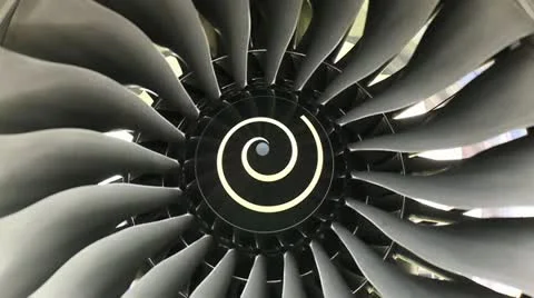 Jet Engine Blades, Close Up. Stock Footage