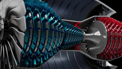 Jet engine components Stock Footage 249066047