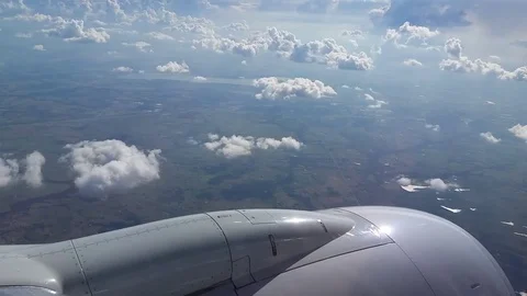 Jet Engine Flying over Midwest Stock Footage 70350388