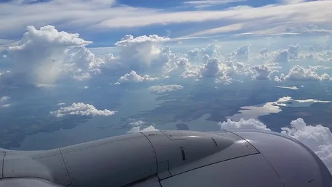 Jet Engine Flying through Clouds Stock Footage 70350235