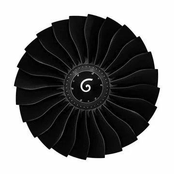 Jet engine front view isolated on white background. Close up of airplane en.. Stock Photos