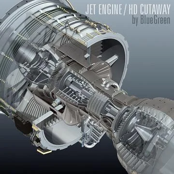 Jet Engine HD Cutaway ~ 3D Model #91442164 | Pond5