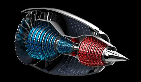 Jet engine inside - on black background イラスト素材