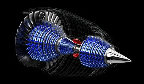 Jet engine inside - on black background イラスト素材