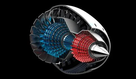 Jet engine inside - on black background イラスト素材