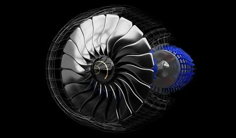 Jet engine inside - on black background イラスト素材