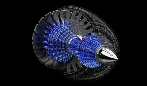 Jet engine inside - on black background イラスト素材