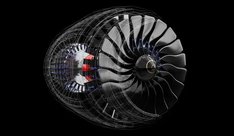 Jet engine inside - on black background イラスト素材