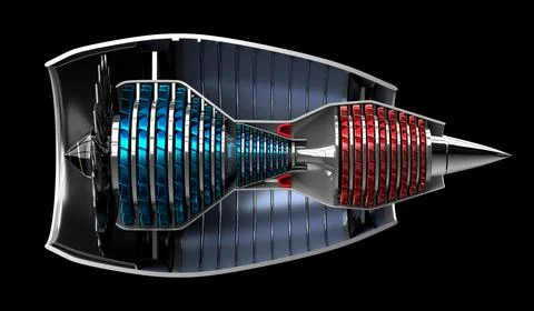 Jet engine inside - on black background イラスト素材