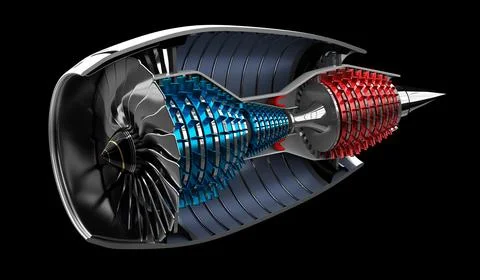 Jet engine inside - on black background イラスト素材