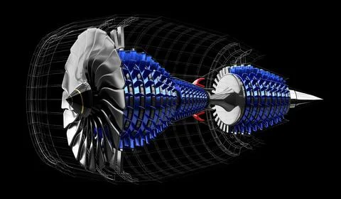 Jet engine inside - on black background イラスト素材