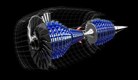 Jet engine inside - on black background イラスト素材