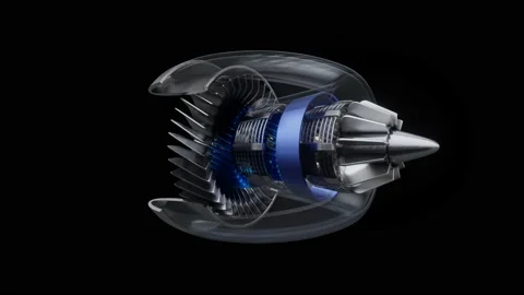 Jet engine inside on dark background. 動画素材 204967581