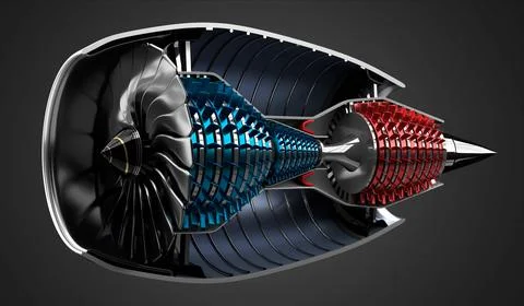 Jet engine inside - on grey background イラスト素材