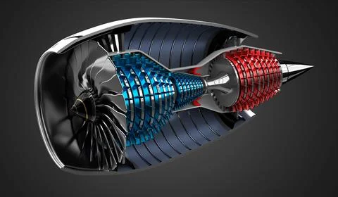 Jet engine inside - on grey background イラスト素材