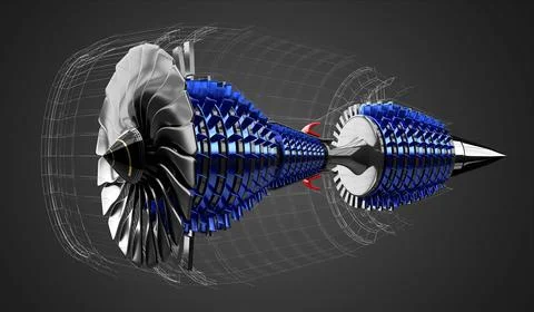 Jet engine inside - on grey background Stock Illustration