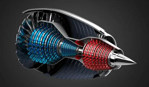 Jet engine inside - on grey background イラスト素材