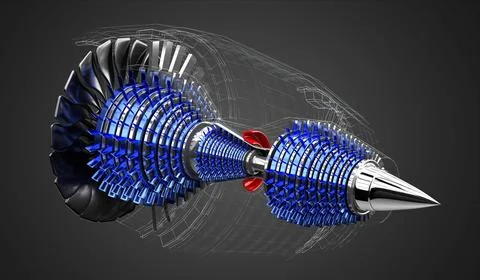 Jet engine inside - on grey background イラスト素材