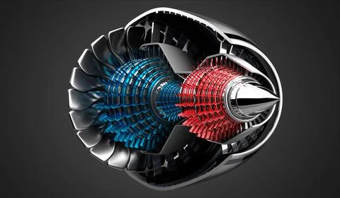 Jet engine inside - on grey background Stock Illustration
