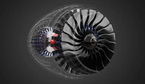 Jet engine inside - on grey background イラスト素材