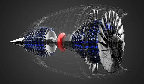 Jet engine inside - on grey background イラスト素材