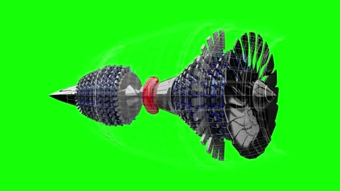 Jet engine inside, partly wireframe mode... | Stock Video | Pond5