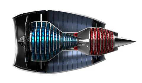 Jet engine inside - on white background Stock Illustration