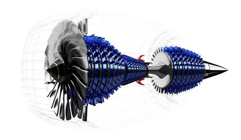 Jet engine inside - on white background Stock Illustration