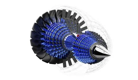 Jet engine inside - on white background Stock Illustration
