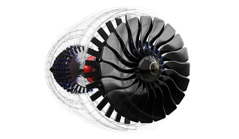 Jet engine inside - on white background Stock Illustration