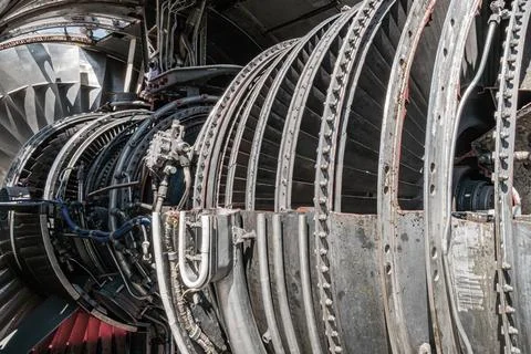 Jet Engine Internal Components During Maintenance Stock Photos