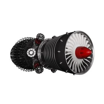 Jet engine isolated on white background High resolution 3d render Stock Illustration