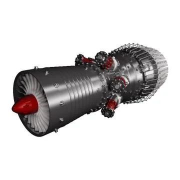 Jet engine isolated on white background High resolution 3d render Stock Illustration