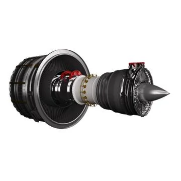 Jet engine isolated on white background High resolution 3d render Stock Illustration