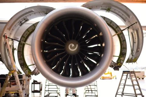 Jet engine open for maintenance Stock Photos