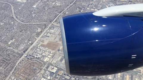 Jet Engine over Freeways-Los Angeles Stock Footage 91314478