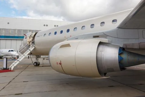 Jet engine passenger plane Stock Photos