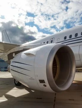 Jet engine passenger plane Stock Photos