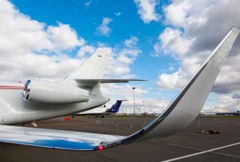 Jet engine passenger plane Stock Photos