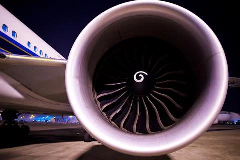 Jet engine Passenger plane Stock Photos
