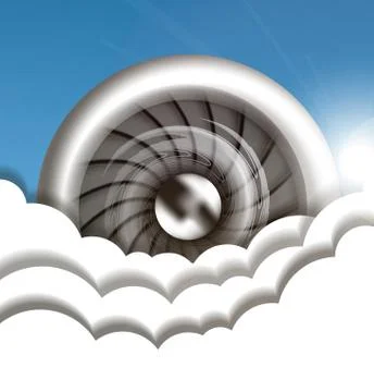 Jet engine in the sky Stock Illustration