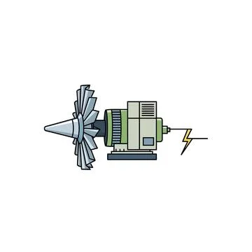 Jet engine turbine with electrical arc and blue accents 스톡 일러스트