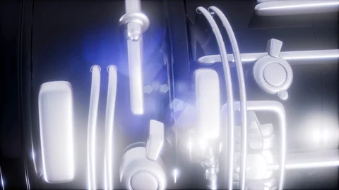 Jet engine turbine of plane part, aircraft concept Stock Footage 89202815